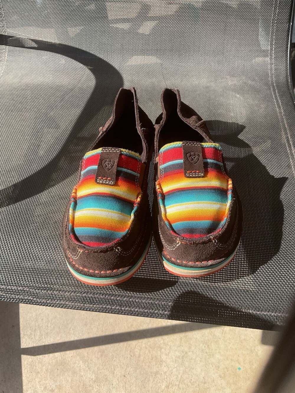 Ariat Women's Cruiser Slip-On Shoes Brown Suede Serape Multicolor